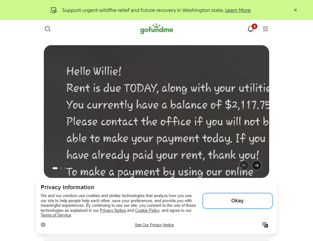 GoFundMe — Help with rent